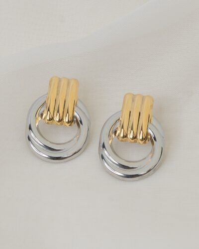 Amalfi Δίχρωμα Σκουλαρίκια Με Ανάγλυφο Σχέδιο