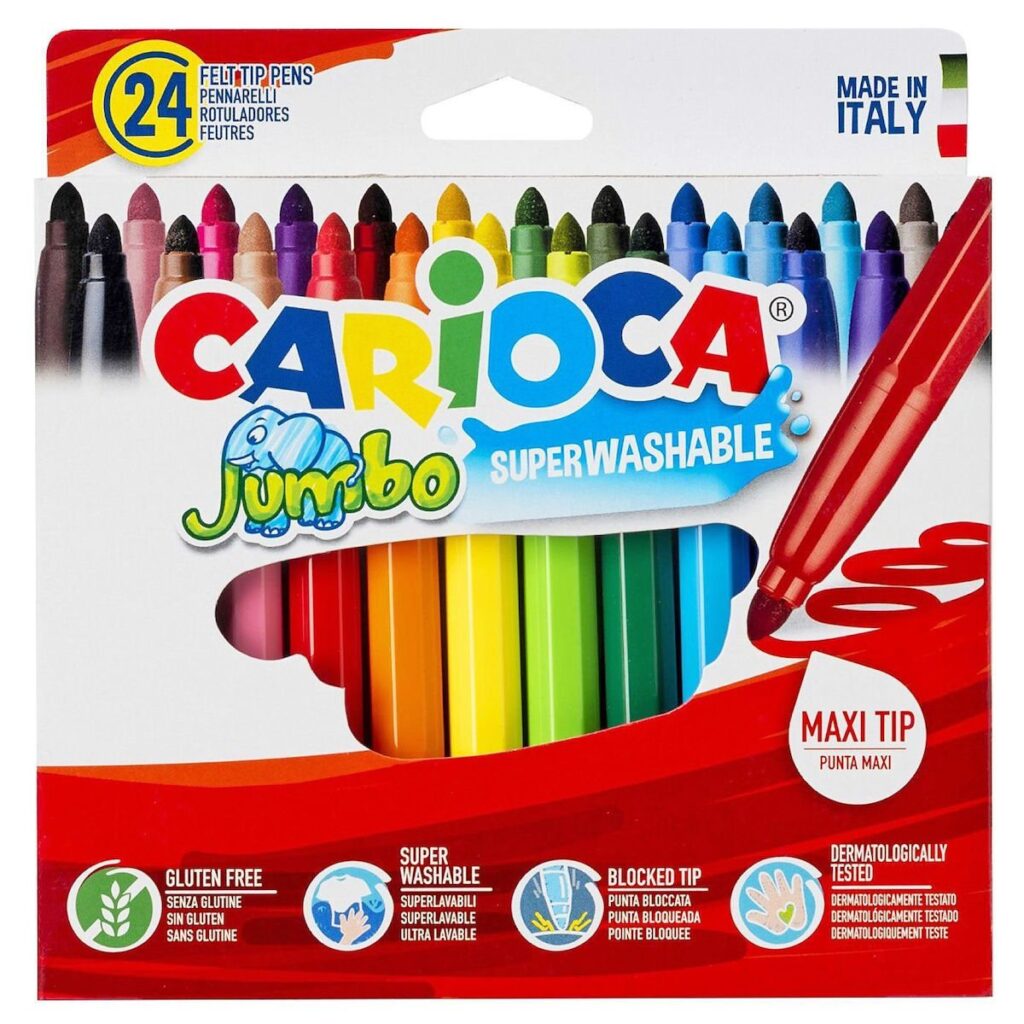 Carioca Πλενόμενοι Μαρκαδόροι Ζωγραφικής 6mm Χονδροί Σετ 12τμχ