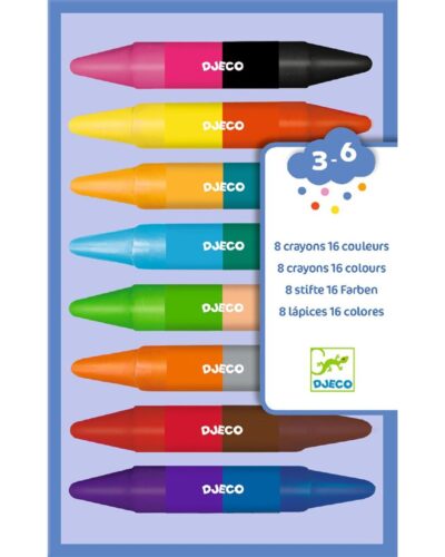 Djeco 8 Διπλές Κηρομπογιές – 16 Χρώματα