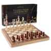 KiddiTouch 15 inch Magnetic Wooden Chess Set 2 in 1 Folding Chess Board Travel Chess Games for Adults and Kids