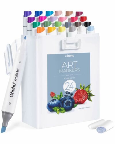 Ohuhu Kaala Alcohol Art Markers Σετ 24 Βασικά Χρώματα Chisel & Fine