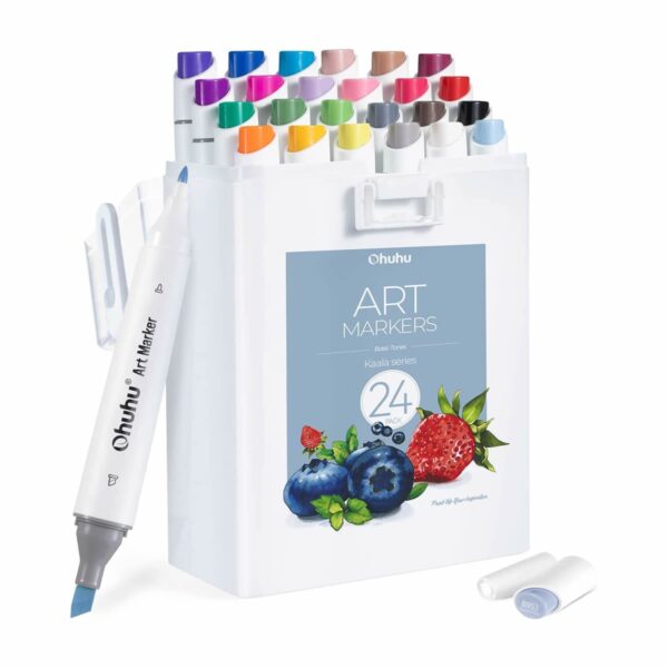 Ohuhu Kaala Alcohol Art Markers Σετ 24 Βασικά Χρώματα Chisel & Fine
