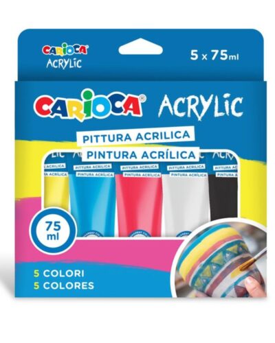 ΧΡΩΜΑΤΑ ΑΚΡΥΛΙΚΑ CARIOCA 75ml ΣΕΤ 5 Χρωμάτων.