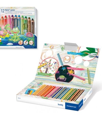 ΚΡΑΓΙΟΝ ΞΥΛΙΝΑ STAEDTLER NORIS JUNIOR 3 in 1 ΣΕΤ 12χρωμ. (2+) +ΞΥΣΤΡΑ
