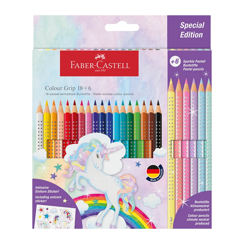 ΚΡΑΓΙΟΝ ΞΥΛΙΝΑ FABER CASTELL SPARKLE ΜΟΝΟΚΕΡΟΣ 24 χρωμ.(18+6)