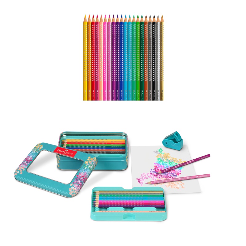 ΚΡΑΓΙΟΝ ΞΥΛΙΝΑ FABER CASTELL SPARKLE 20 χρωμ. (μεταλλική κασετίνα)