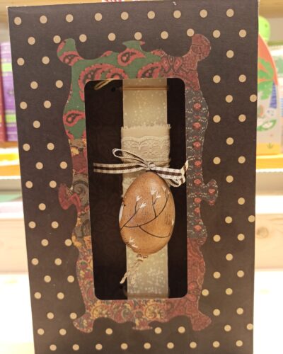 Λαμπάδα αυγό ζωγραφισμένο λευκο