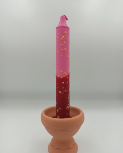 Πιτσιλωτο Κερί Λαμπάδα Ροζ Κοκκινο
