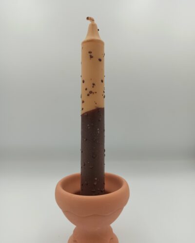 Πιτσιλωτη Λαμπάδα Κερί Μπεζ Καφε