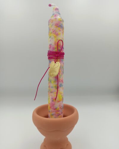 Πιτσιλωτη Λαμπάδα Κερί με μεταλλικό στοιχειο