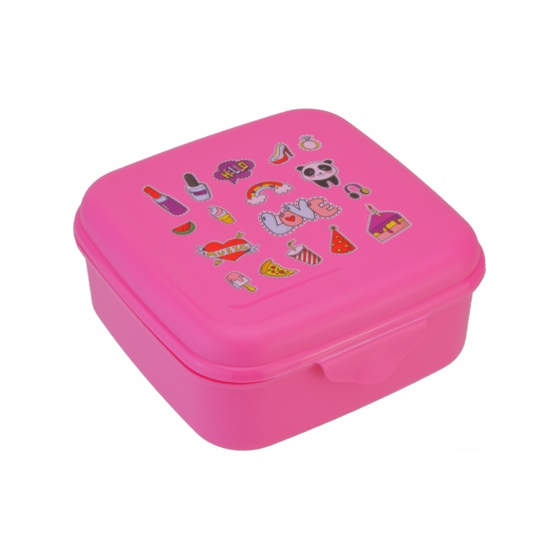 ΦΑΓΗΤΟΔΟΧΕΙΟ ΠΛΑΣΤΙΚΟ ΡΟΖ LOVE  850ml (145x135x65 mm)