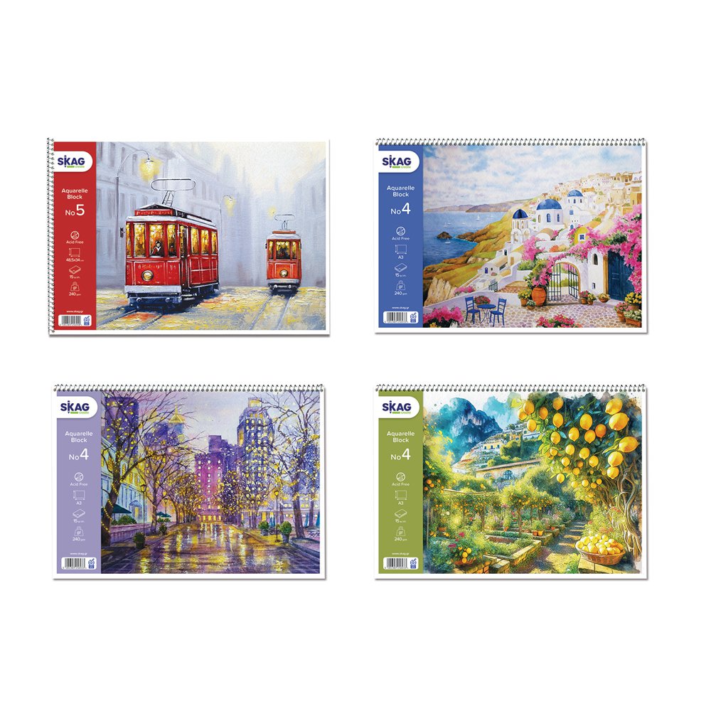 ΜΠΛΟΚ SKAG ΑΚΟΥΑΡΕΛΛΑΣ ΕΠΟΧΕΣ Νο 4 30Χ40 (250γρ χαρτί /15 φύλλα)