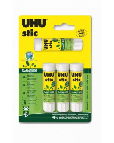 ΚΟΛΛΑ UHU STICK 8,2gr ReNATURE   ΜΠΛIΣΤΕΡ 3τεμ. 2+1 ΔΩΡΟ