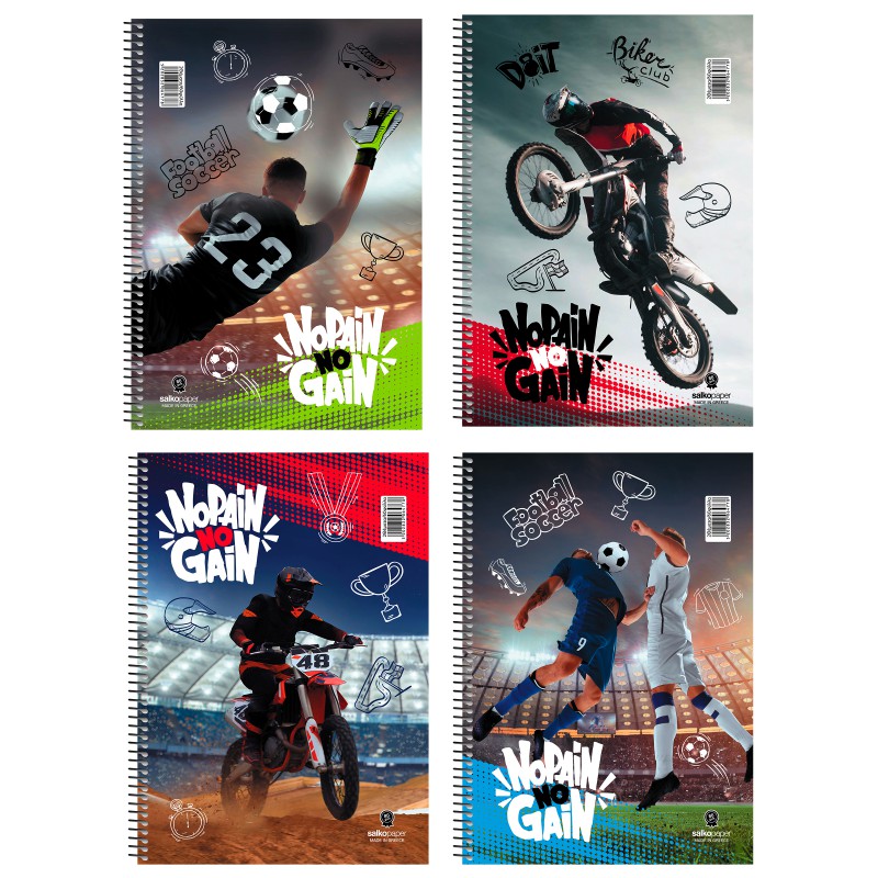 ΤΕΤΡΑΔΙΑ SALKO ΣΠΙΡΑΛ NO PAIN NO GAIN 17Χ25 1ΘΕΜ.