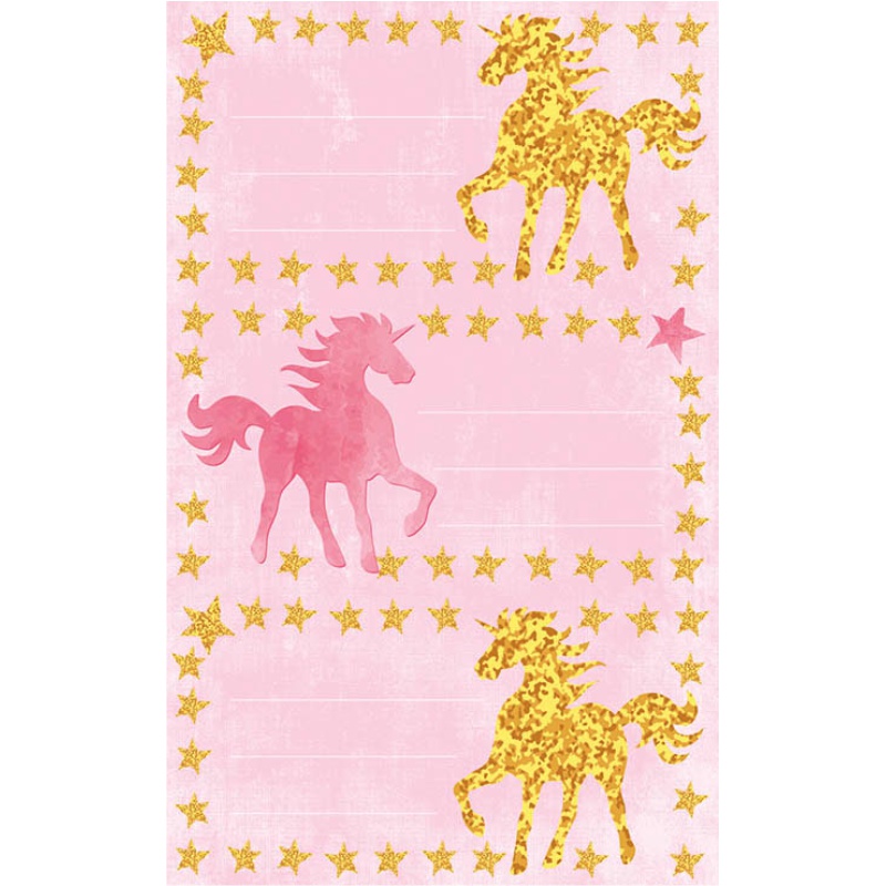 ΕΤΙΚΕΤΕΣ ΣΧΟΛΙΚΕΣ BSB ΑΠΛΕΣ PINK UNICORN (3 φύλλα)