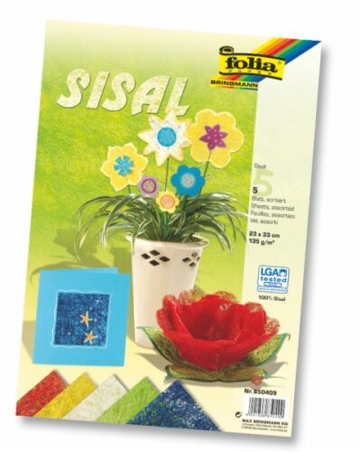 ΧΑΡΤΙΑ FOLIA SISAL 23χ33 135gr  ΑΣΟΡΤΙ ΣΕΤ 5τεμ. (5 χρώματα)