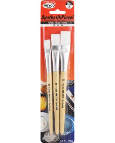 ΠΙΝΕΛΑ MEYCO ΣΥΝΘΕΤΙΚΑ ΠΛΑΚΕ ΣΕΤ 3τεμ. (12,16,20)