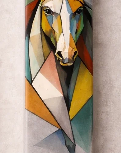 Λαμπάδα με εκτύπωση - Άλογο καφέ και Λευκό