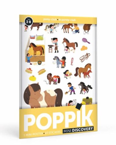 Mini Poster Pony Club | Poster and 27 horses ponies Stickers for kids | Poppik