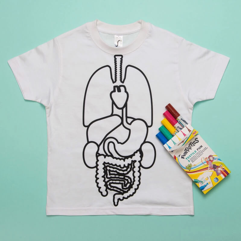 Science game – Anatomy kit coloring tee-shirt – organs (6 years old) – Poppik