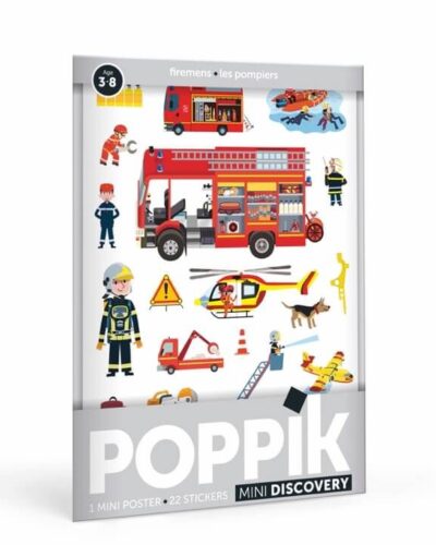 Mini Poster Firemen | Poster and 26 Stickers Firemen for children | Poppik