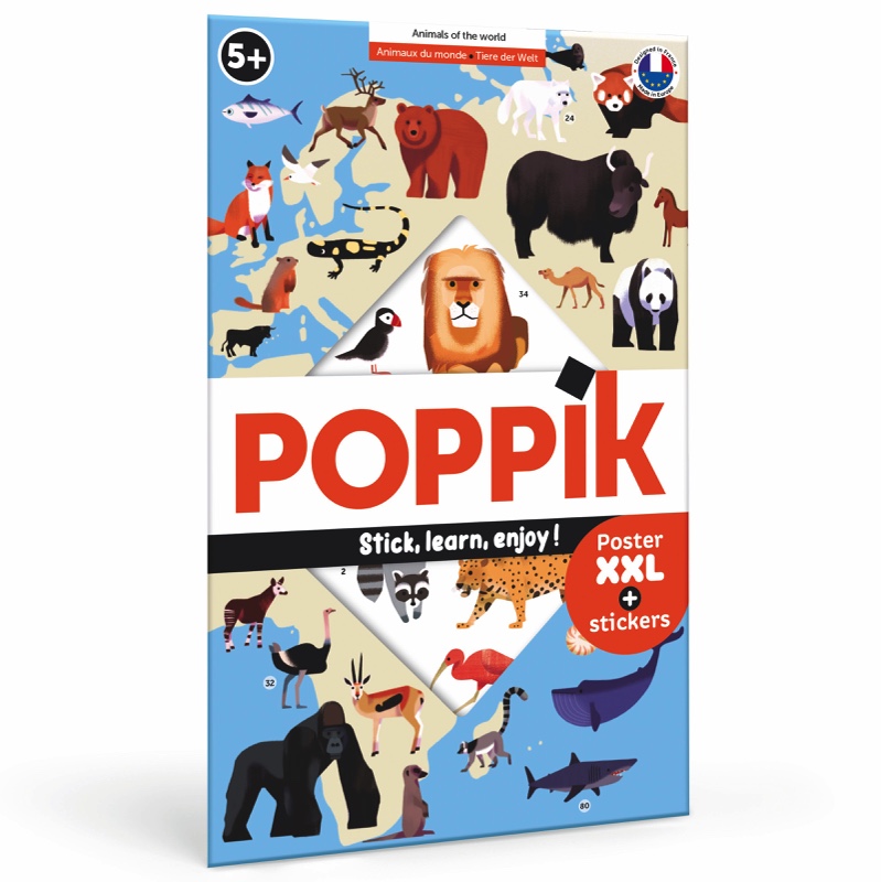 Poster Animals of the World | 67 Educational Stickers | Poppik Stickers