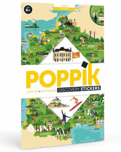 Poster Map of France | Poster and 88 Stickers | Poppik Educational Games