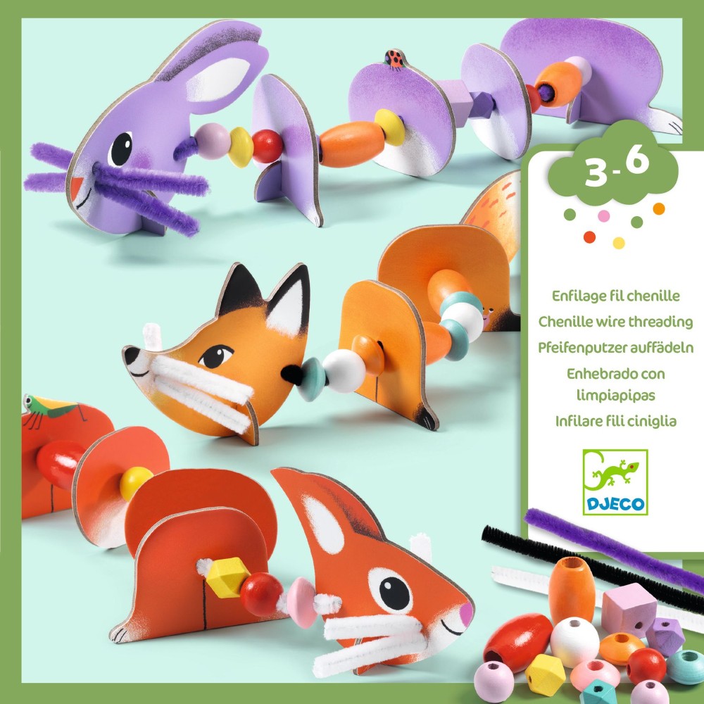 Djeco κατασκευή λεπτής κινητικότητας με κλωστή και χάντρες