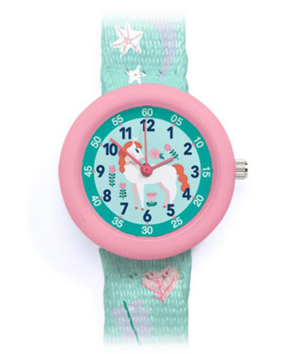 Djeco παιδικό ρολόι χειρός Αλογάκι, ανθεκτικό BPA free