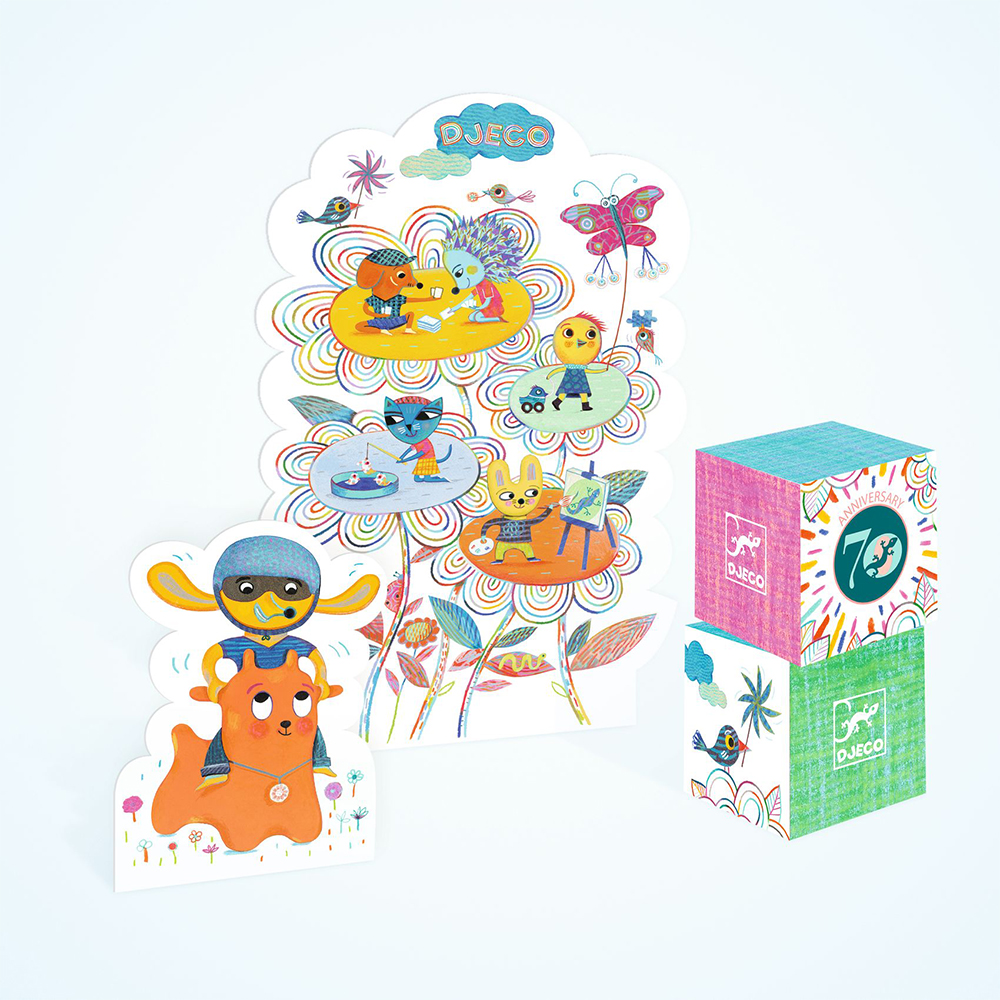 Djeco προωθητικό βιτρίνας με 2 κύβους και 2 πάνελ