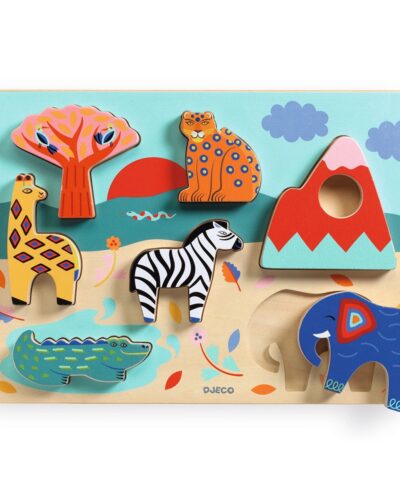Djeco Ξύλiνα σφηνώματα τρισδιάστατα Ζωάκια της σαβάνας