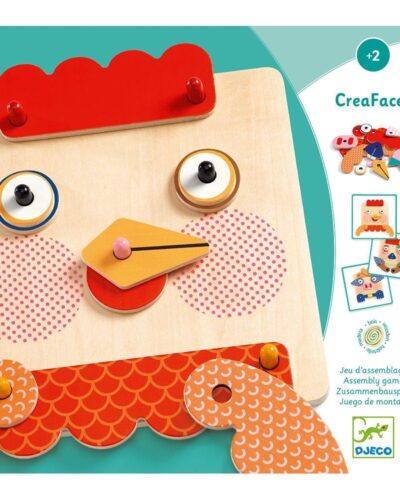 Djeco Ξύλινο εκπαιδευτικό παιχνίδι σύνθεσης με καβύλιες Φατσούλες ζωάκια