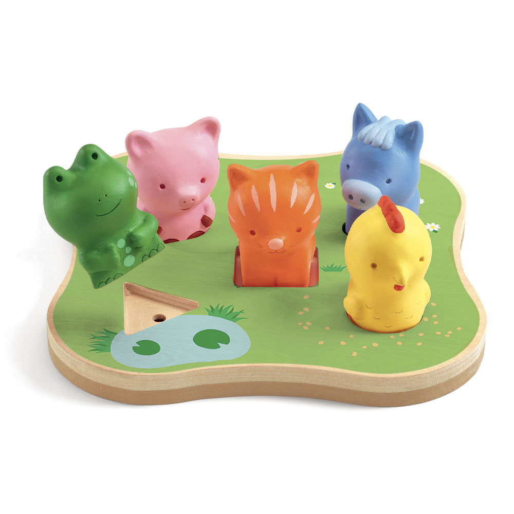 Djeco Ξύλινο 3D παζλ – ενσφηνώματα με ήχο ‘Ζωάκια’