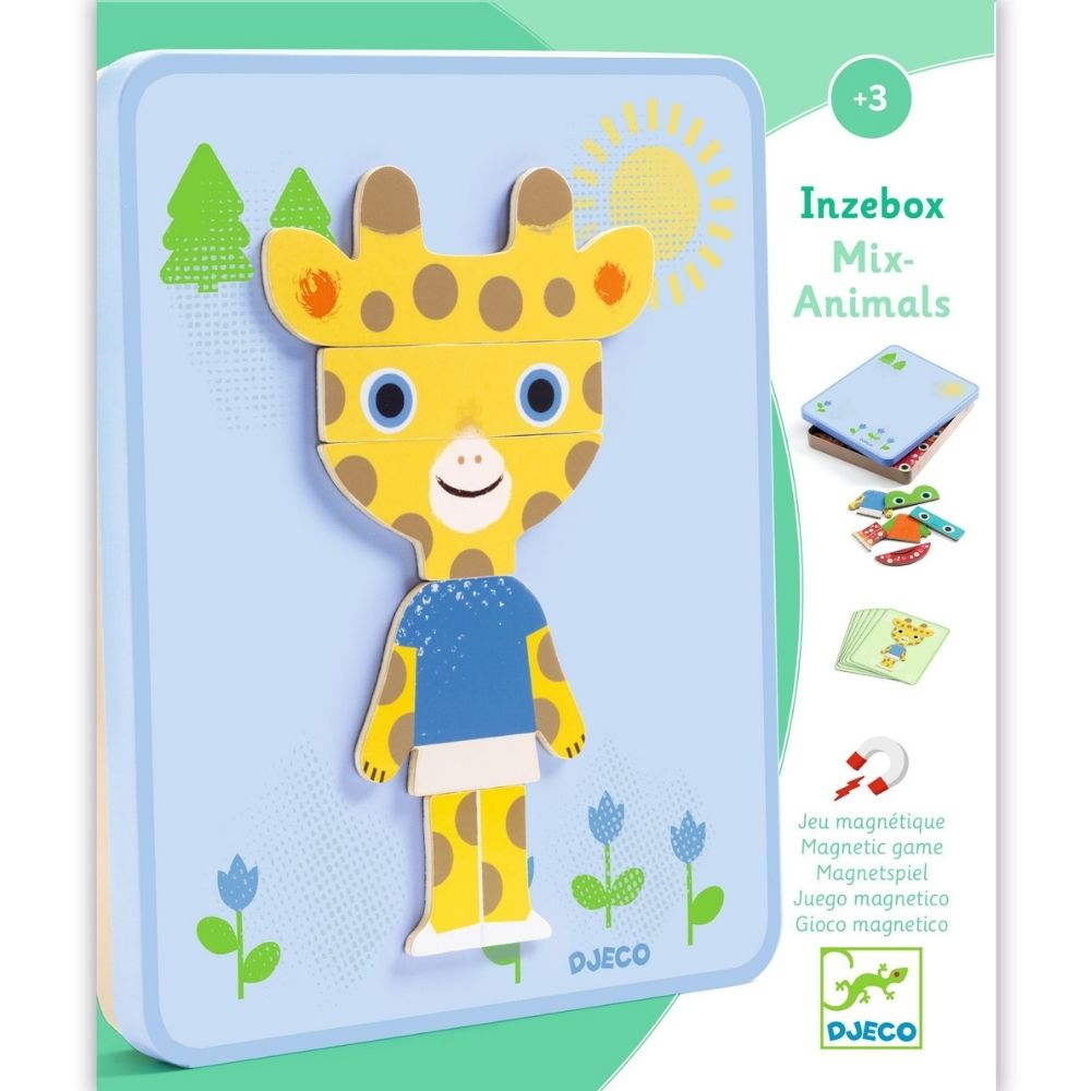 Djeco μαγνητικό παιχνίδι σύνθεσης με ξύλινα μαγνητάκια Mix ζωάκια