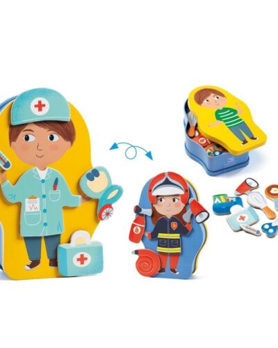 Djeco Μαγνητικό παιχνίδι σύνθεσης με ξύλινα μαγνητάκια Επαγγέλματα