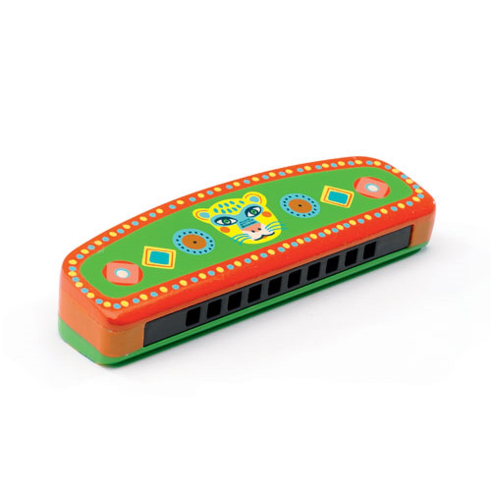 Djeco Φυσαρμόνικα ξύλινη Τιγράκι. (Διατίθεται σε display 9 τεμαχίων)