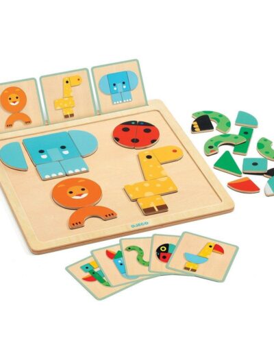 Djeco Ξύλινο μαγνητικό παζλ με κάρτες Ζωάκια