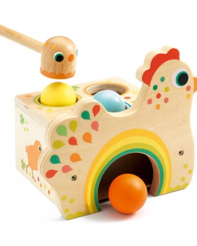 Djeco ξύλινη βάση με σφυράκι για καρφώματα Κοτούλα