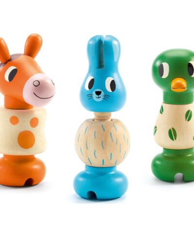 Djeco Ξύλινο εκπαιδευτικό παιχνίδι λεπτής κινητικότητας Βιδώνω ζωάκια