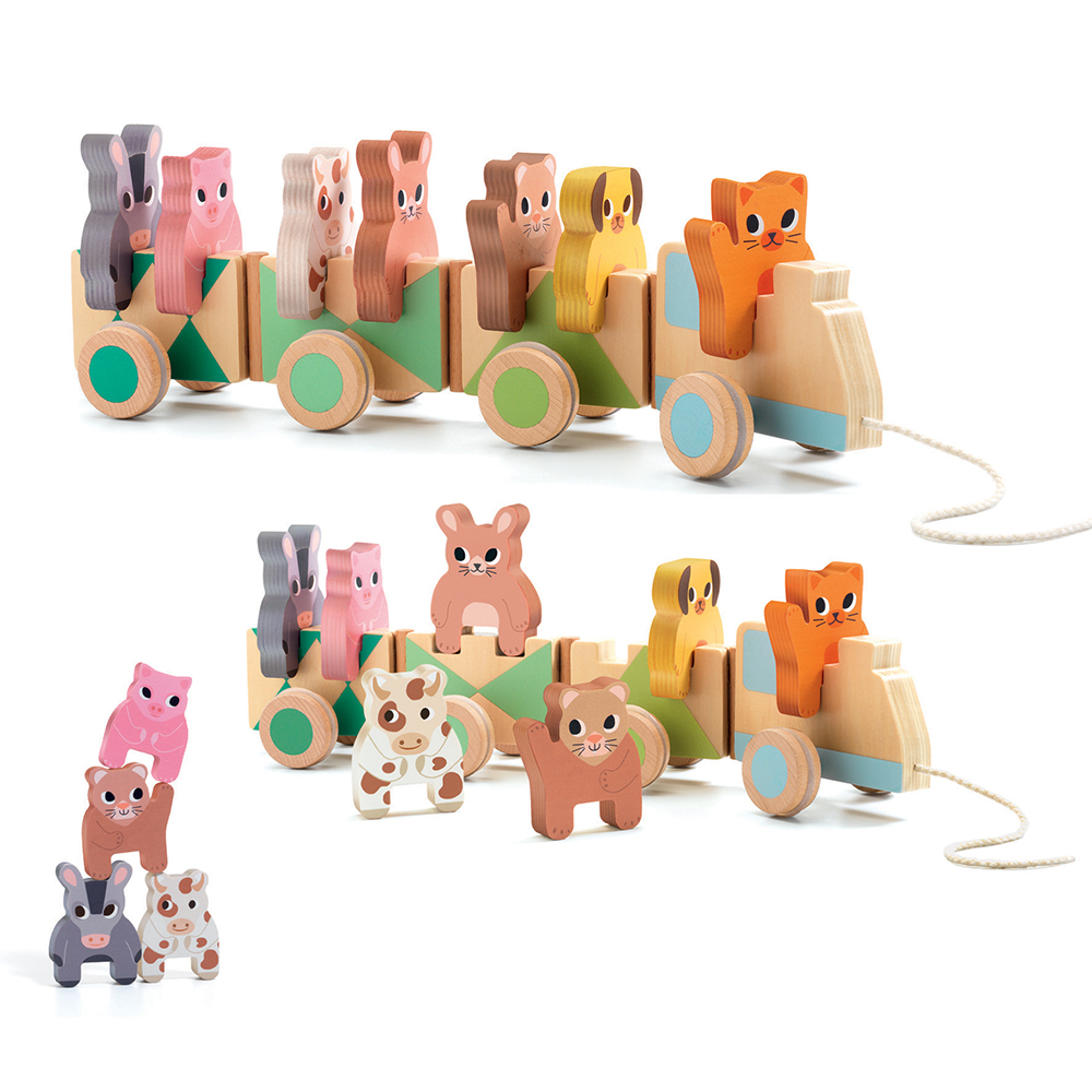 Djeco Τρενάκι – Τρεχαλίτσα Ζωάκια Φάρμας