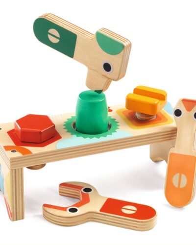 Djeco Ξύλινη βάση καρφώματα με σφυράκι & εργαλεία Πάγκος μαραγκού