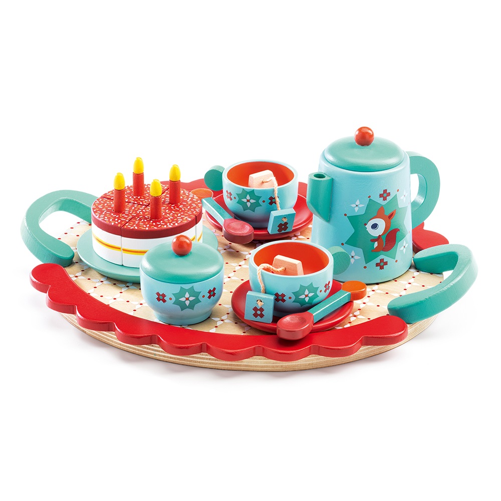 Djeco ξύλινο παιχνίδι ρόλων – Δίσκος με τούρτα γενεθλίων Αλεπού