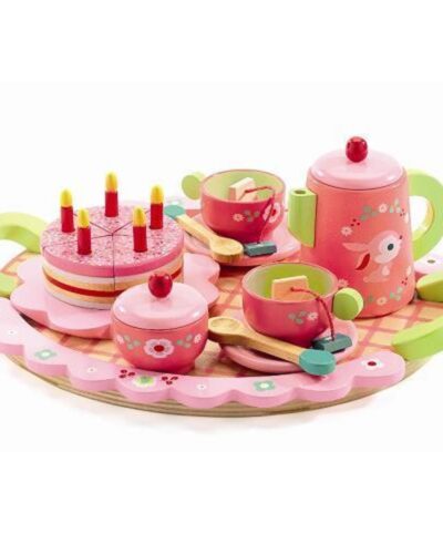 Djeco ξύλινο παιχνίδι ρόλων - Δίσκος με τούρτα γενεθλίων Ροζ λαγουδάκι