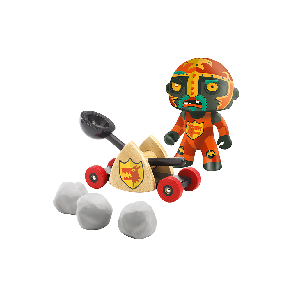 Djeco Φιγούρα ιππότη με καταπέλτη και βραχους Baldy and Big paf