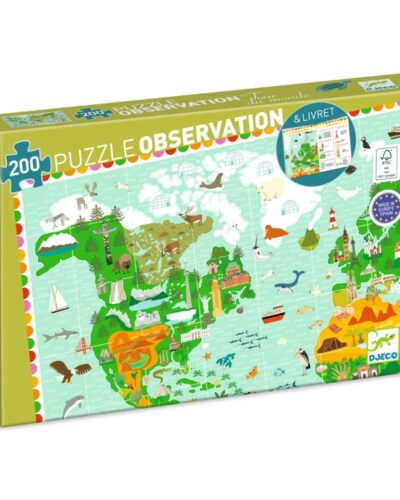 Djeco παζλ ανακάλυψης παγκόσμιος χάρτης 200 τεμάχια - FSC MIX