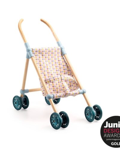 Djeco Ξύλινο καρότσι κούκλας Κύβοι 44 εκ.