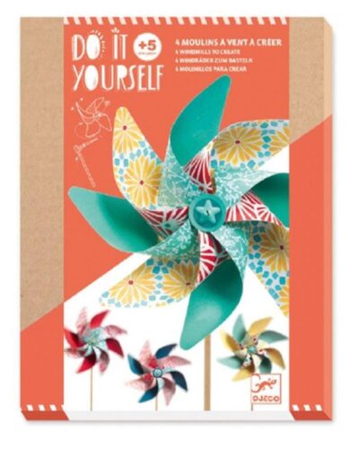 Djeco DIY Φτιάχνω Ανεμόμυλο Μοτίβα λουλουδιών 4 τεμ. - FSC MIX
