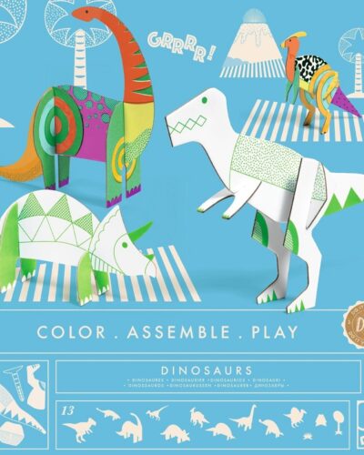 Djeco DIY Κατασκευάζω και Χρωματίζω 3D Δεινόσαυρους FSC MIX