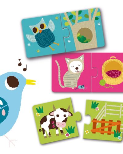 Djeco 12 Παζλ με 2 κομμάτια Τα ζωάκια στη φωλίτσα τους