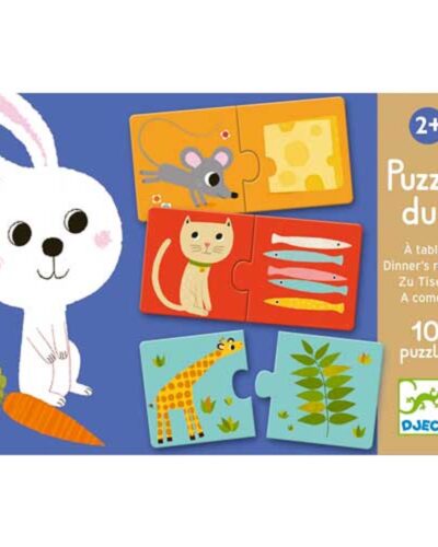 Djeco 10 Παζλ με 2 κομμάτια Το ζωάκι και η τροφή του